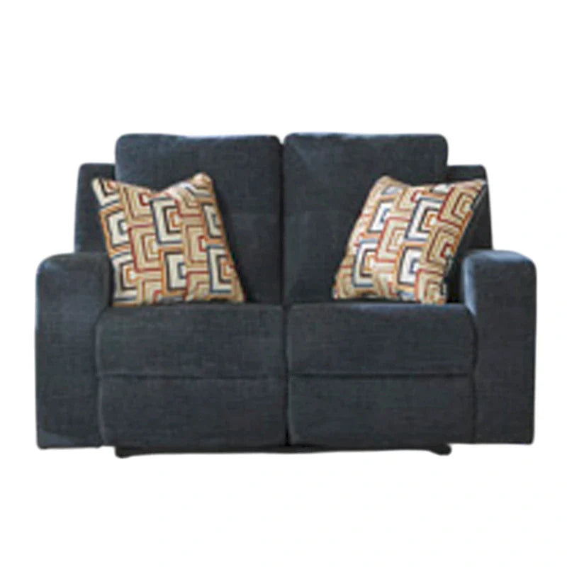 Causeuse Inclinable Manuelle Genna, Tissu Bleu Marine, 2 Coussins, 64 pouces