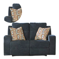 Causeuse Inclinable Manuelle Genna, Tissu Bleu Marine, 2 Coussins, 64 pouces