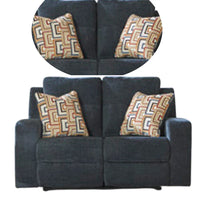 Causeuse Inclinable Manuelle Genna, Tissu Bleu Marine, 2 Coussins, 64 pouces