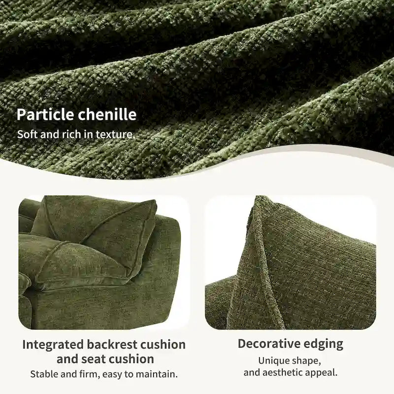 116-Canapé d'angle moderne en chenille avec mousse haute densité, aucun assemblage requis