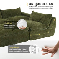 116-Canapé d'angle moderne en chenille avec mousse haute densité, aucun assemblage requis