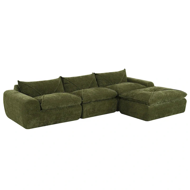 116-Canapé d'angle moderne en chenille avec mousse haute densité, aucun assemblage requis
