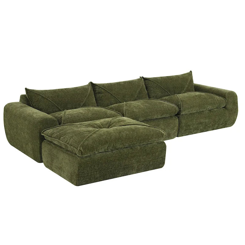 116-Canapé d'angle moderne en chenille avec mousse haute densité, aucun assemblage requis
