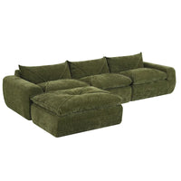 116-Canapé d'angle moderne en chenille avec mousse haute densité, aucun assemblage requis