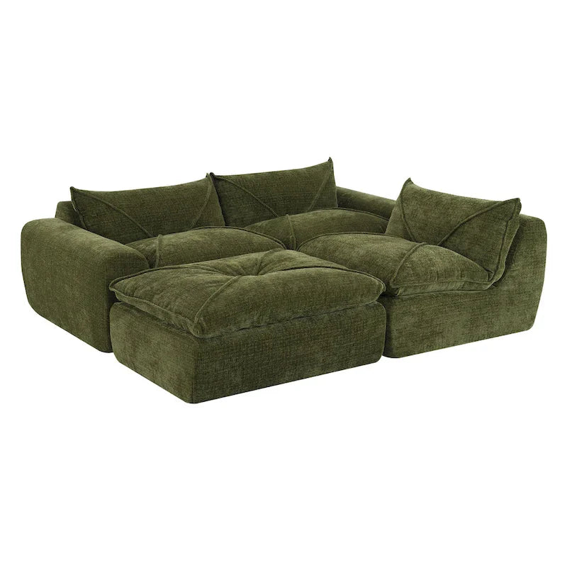 116-Canapé d'angle moderne en chenille avec mousse haute densité, aucun assemblage requis