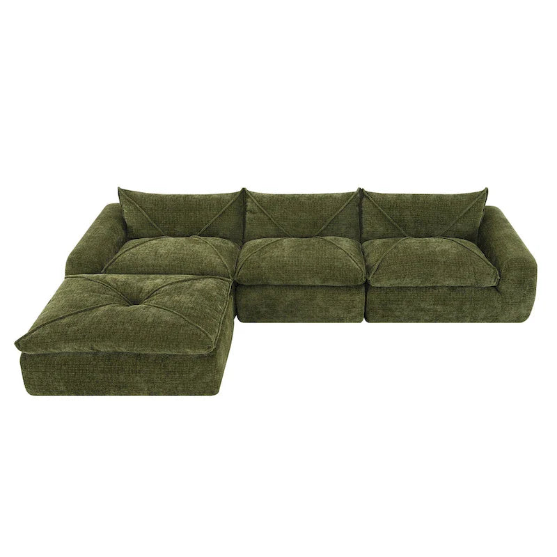 116-Canapé d'angle moderne en chenille avec mousse haute densité, aucun assemblage requis