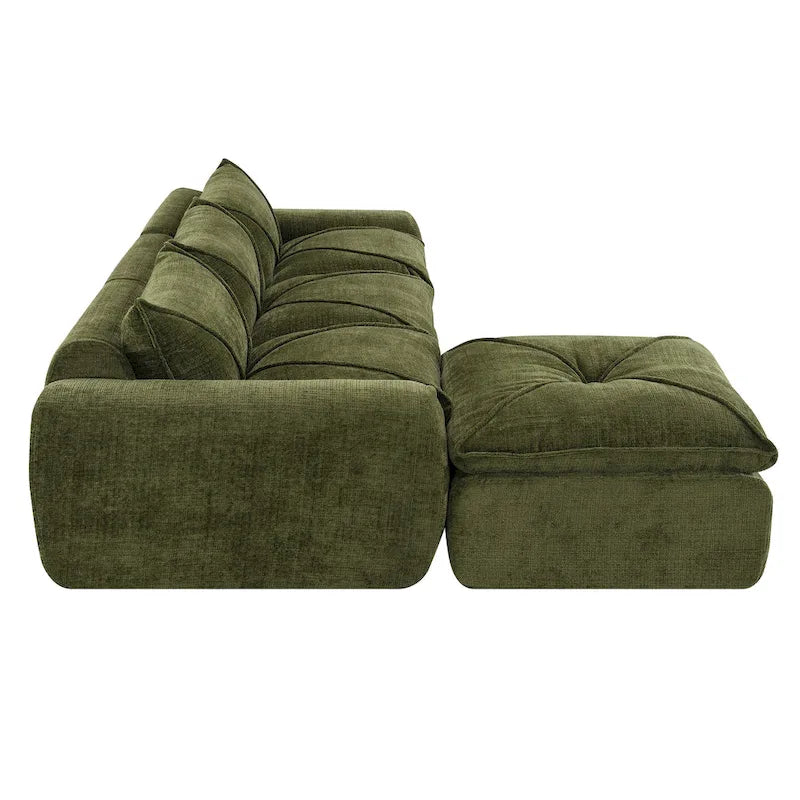 116-Canapé d'angle moderne en chenille avec mousse haute densité, aucun assemblage requis