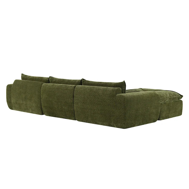 116-Canapé d'angle moderne en chenille avec mousse haute densité, aucun assemblage requis