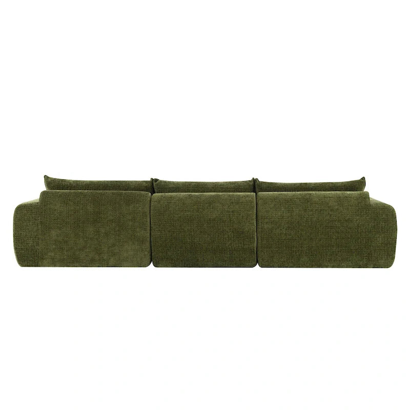 116-Canapé d'angle moderne en chenille avec mousse haute densité, aucun assemblage requis
