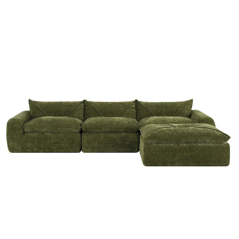 116-Canapé d'angle moderne en chenille avec mousse haute densité, aucun assemblage requis