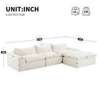 116-Canapé d'angle moderne en chenille avec mousse haute densité, aucun assemblage requis