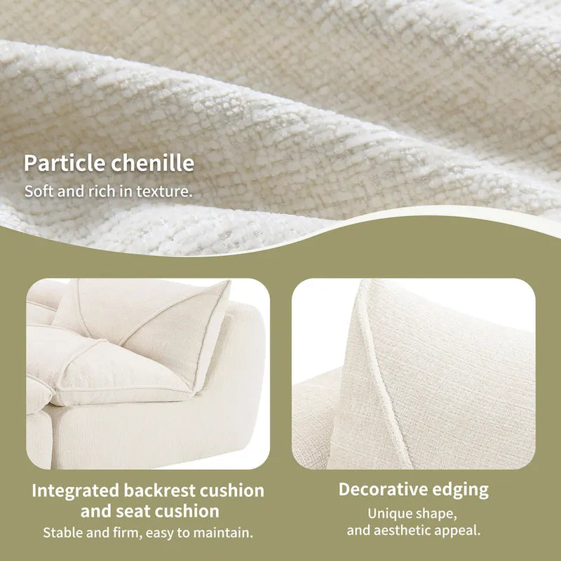 116-Canapé d'angle moderne en chenille avec mousse haute densité, aucun assemblage requis