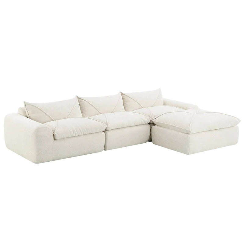 116-Canapé d'angle moderne en chenille avec mousse haute densité, aucun assemblage requis