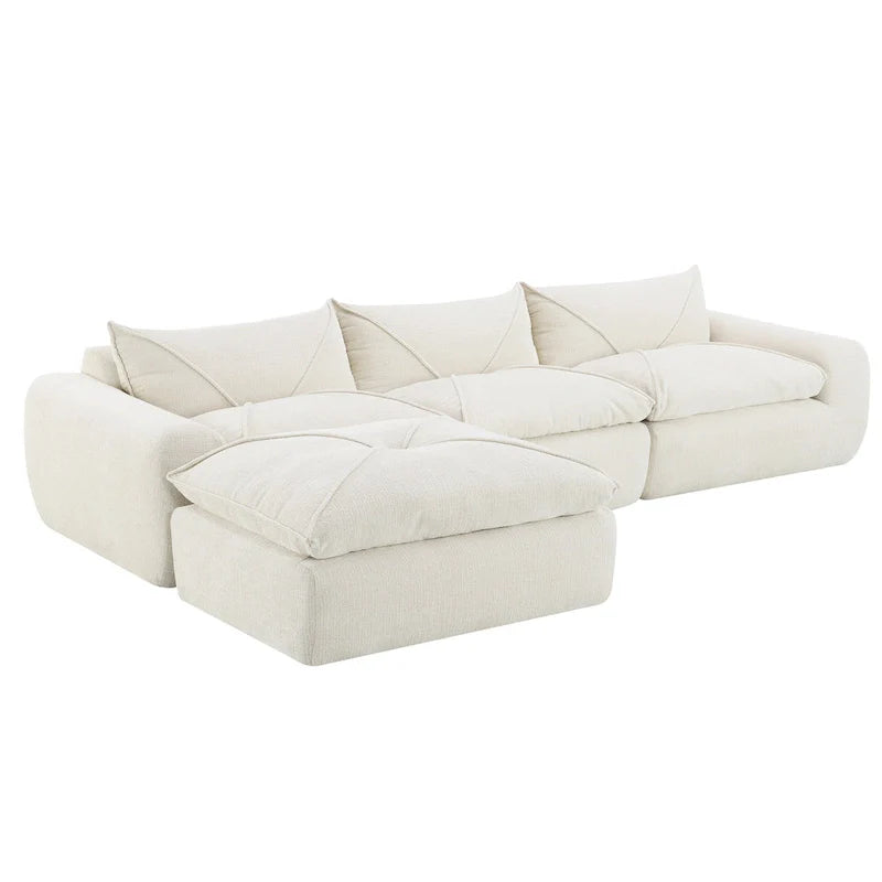 116-Canapé d'angle moderne en chenille avec mousse haute densité, aucun assemblage requis