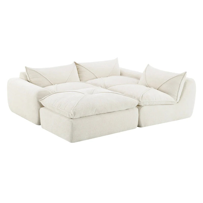 116-Canapé d'angle moderne en chenille avec mousse haute densité, aucun assemblage requis