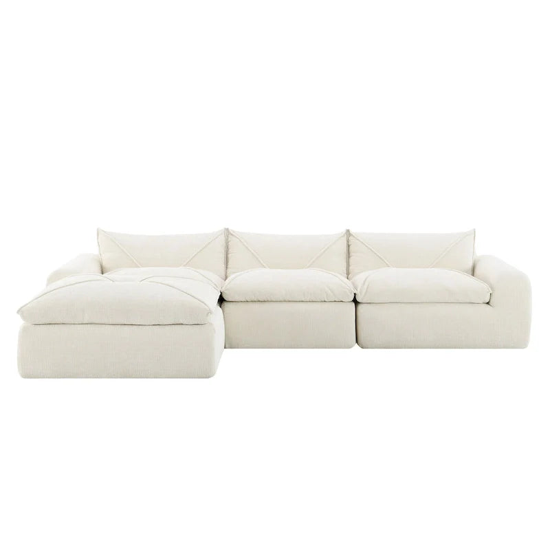 116-Canapé d'angle moderne en chenille avec mousse haute densité, aucun assemblage requis
