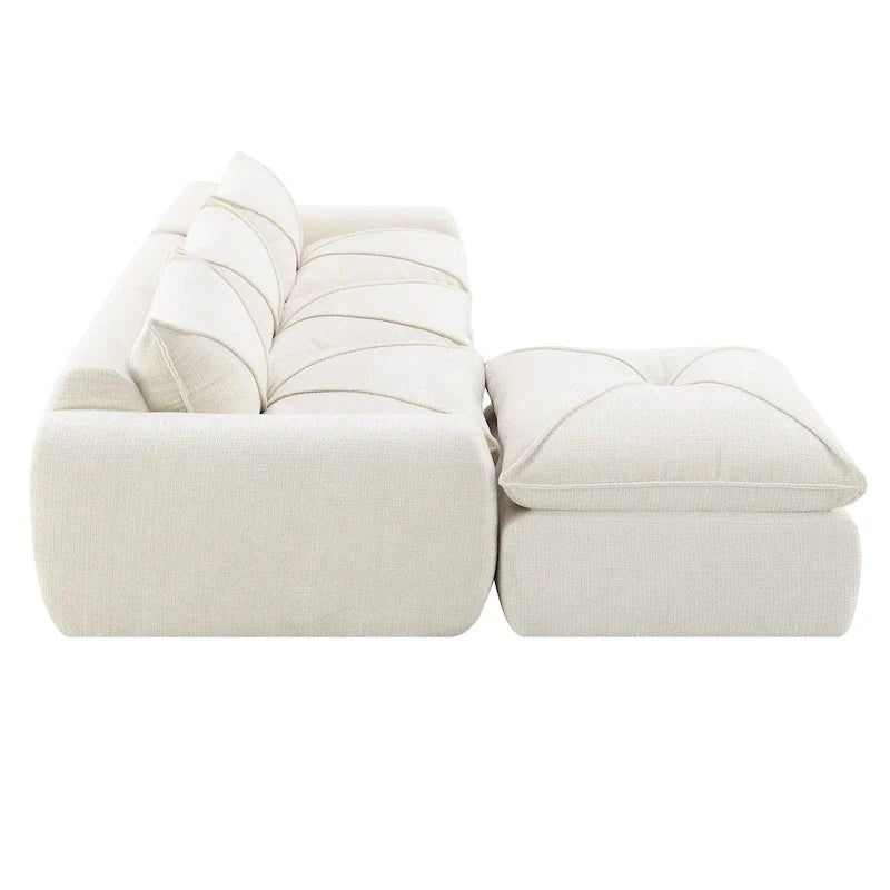 116-Canapé d'angle moderne en chenille avec mousse haute densité, aucun assemblage requis