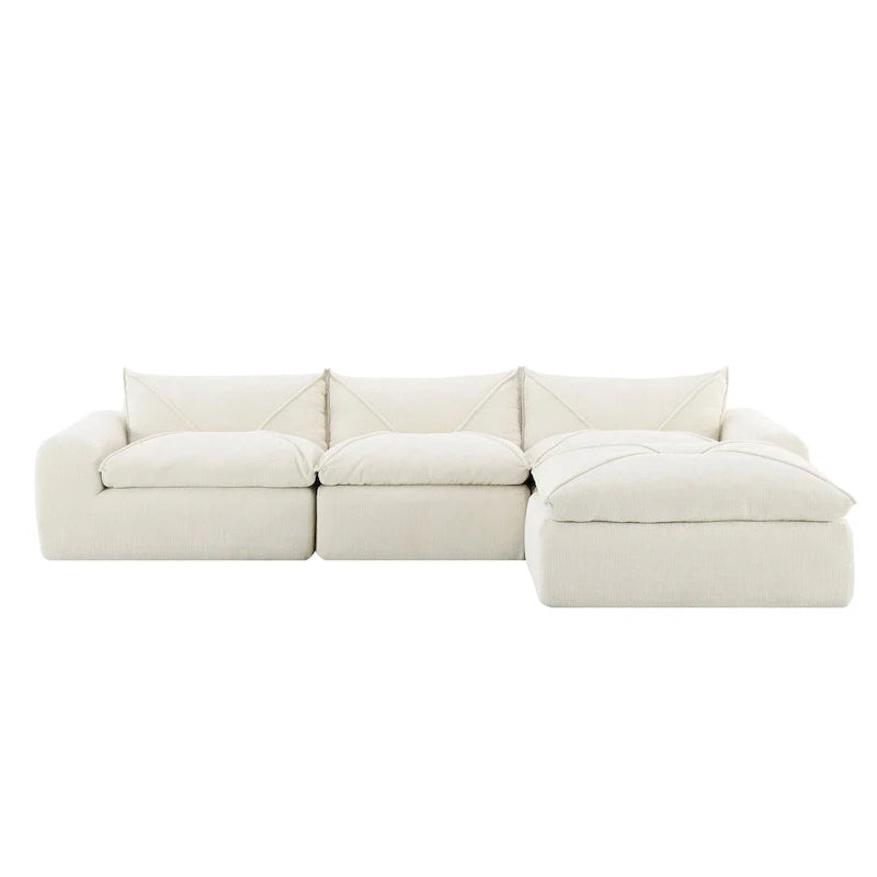 116-Canapé d'angle moderne en chenille avec mousse haute densité, aucun assemblage requis