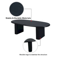 Table basse moderne Table basse ovale avec 2 pieds épais verticaux Bords arrondis, pour salons Noir antique
