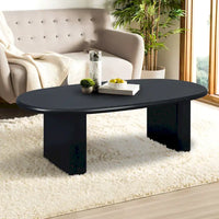 Table basse moderne Table basse ovale avec 2 pieds épais verticaux Bords arrondis, pour salons Noir antique