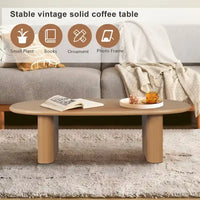 Table basse moderne Table basse ovale avec 2 pieds épais verticaux Bords arrondis, pour salons Noir antique