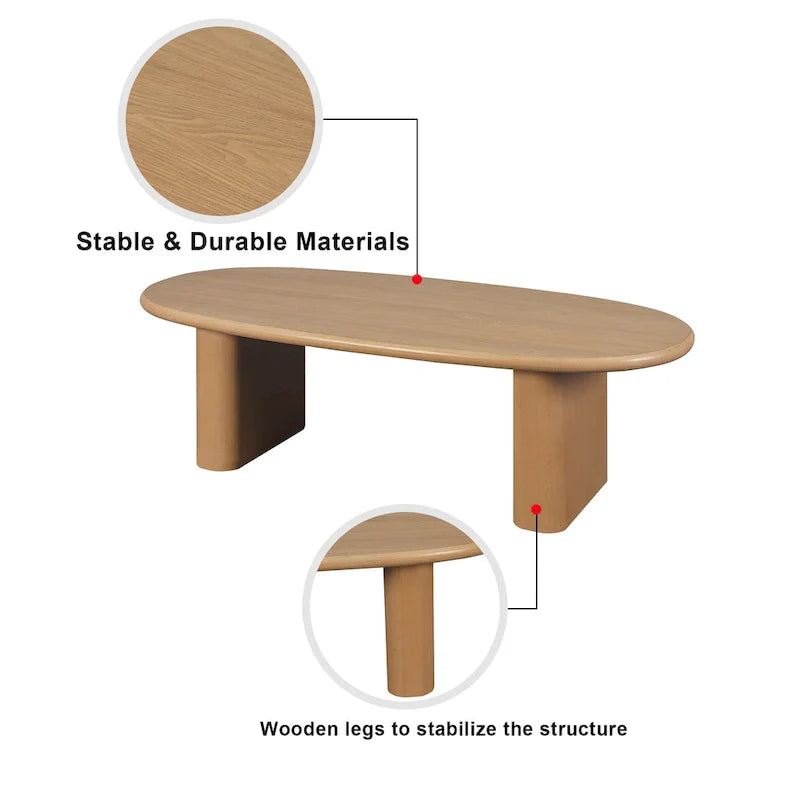 Table basse moderne Table basse ovale avec 2 pieds épais verticaux Bords arrondis, pour salons Noir antique