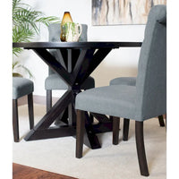 Ensemble de table à manger ronde 5 pièces, ensemble de mobilier de salle à manger avec table à manger à croisillons et 4 chaises rembourrées