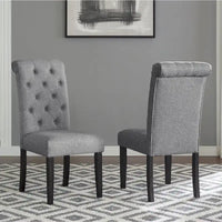 Ensemble de table à manger ronde 5 pièces, ensemble de mobilier de salle à manger avec table à manger à croisillons et 4 chaises rembourrées
