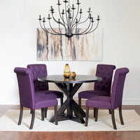 Ensemble de table à manger ronde 5 pièces, ensemble de mobilier de salle à manger avec table à manger à croisillons et 4 chaises rembourrées
