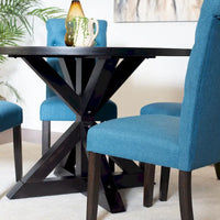 Ensemble de table à manger ronde 5 pièces, ensemble de mobilier de salle à manger avec table à manger à croisillons et 4 chaises rembourrées
