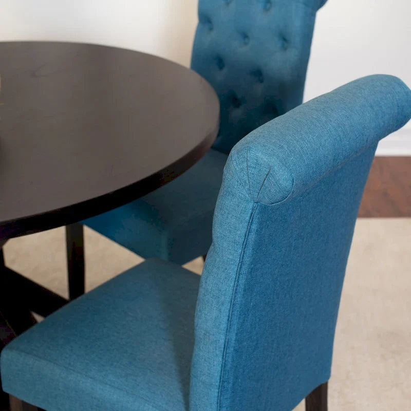 Ensemble de table à manger ronde 5 pièces, ensemble de mobilier de salle à manger avec table à manger à croisillons et 4 chaises rembourrées