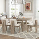 Ensemble de table à manger 7 pièces, ensemble de table de cuisine en bois massif avec table rectangulaire, base à tréteaux design et 6 chaises rembourrées