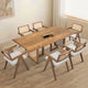 Ensemble de 7 pièces de table et chaises de salle à manger en bois, ensemble de table de cuisine en rotin avec table à manger rectangulaire et 6 chaises