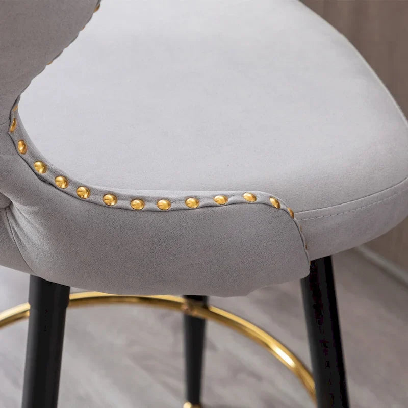 Lot de 2 tabourets de bar pivotants, tabourets de comptoir rembourrés avec pieds en métal, tabourets de bar de cuisine en similicuir avec dossier