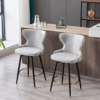 Lot de 2 tabourets de bar pivotants, tabourets de comptoir rembourrés avec pieds en métal, tabourets de bar de cuisine en similicuir avec dossier
