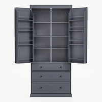 Meuble de cuisine avec 8 portes et étagères, meuble de rangement en bois avec 3 tiroirs de rangement, placard avec étagères réglables