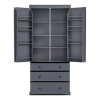 Meuble de cuisine avec 8 portes et étagères, meuble de rangement en bois avec 3 tiroirs de rangement, placard avec étagères réglables