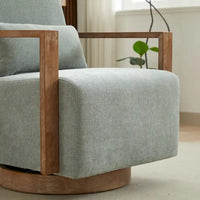 Fauteuil d'appoint pivotant à 360 degrés avec accoudoirs et piètement en bois massif