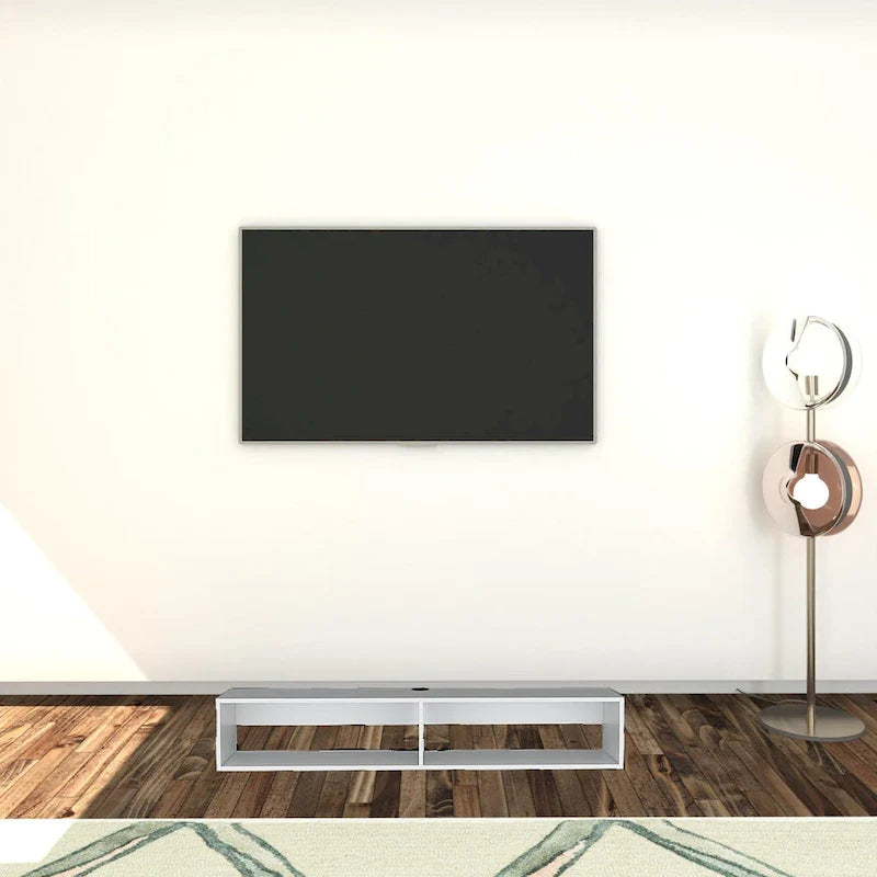 Meuble TV mural moderne 59 Meuble TV flottant avec étagères et gestion des câbles - 10.4H x 59.1W x 12.6D