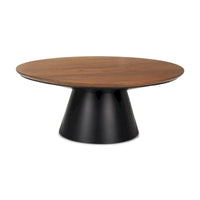 HomeRoots 40 Table basse ronde sur pied en bois massif et fer marron et noir - 40" x 16,5" x 40"