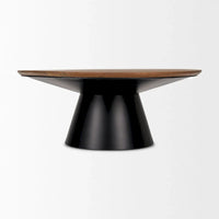 HomeRoots 40 Table basse ronde sur pied en bois massif et fer marron et noir - 40" x 16,5" x 40"