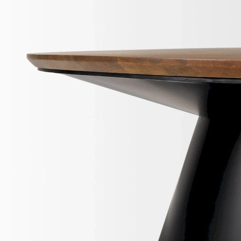HomeRoots 40 Table basse ronde sur pied en bois massif et fer marron et noir - 40" x 16,5" x 40"