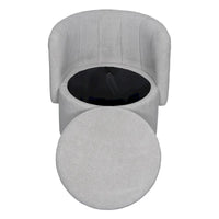 Fauteuil pivotant en tissu bouclé avec rangement pour salon, gris