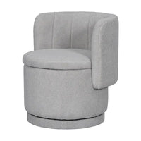 Fauteuil pivotant en tissu bouclé avec rangement pour salon, gris