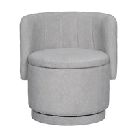 Fauteuil pivotant en tissu bouclé avec rangement pour salon, gris
