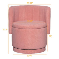 Fauteuil pivotant en tissu bouclé avec rangement pour salon, gris