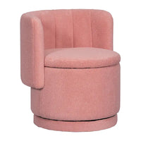 Fauteuil pivotant en tissu bouclé avec rangement pour salon, gris