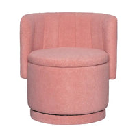 Fauteuil pivotant en tissu bouclé avec rangement pour salon, gris