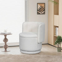 Fauteuil pivotant en tissu bouclé avec rangement pour salon, gris