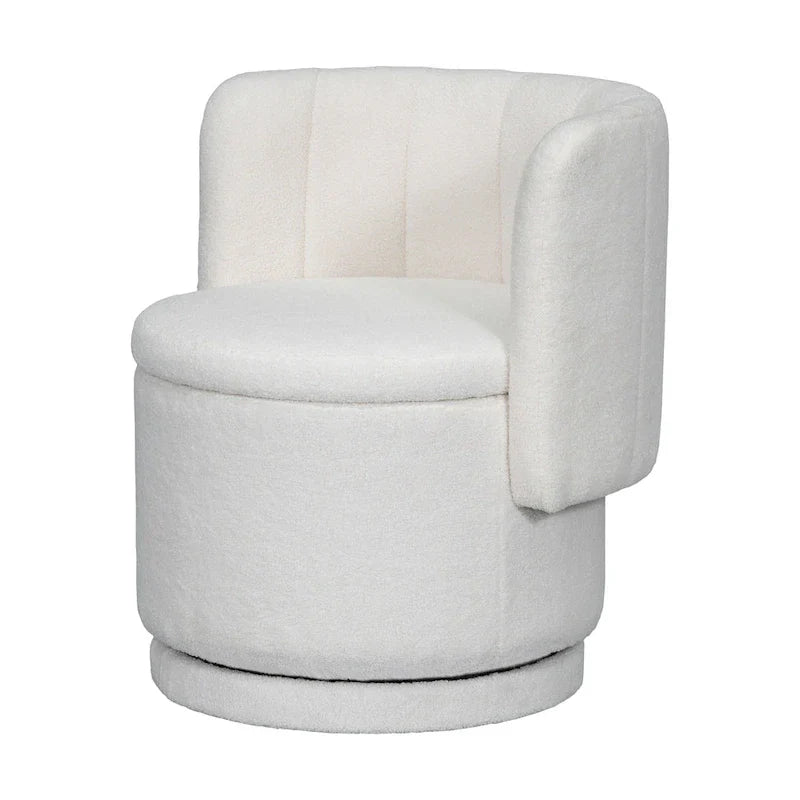 Fauteuil pivotant en tissu bouclé avec rangement pour salon, gris